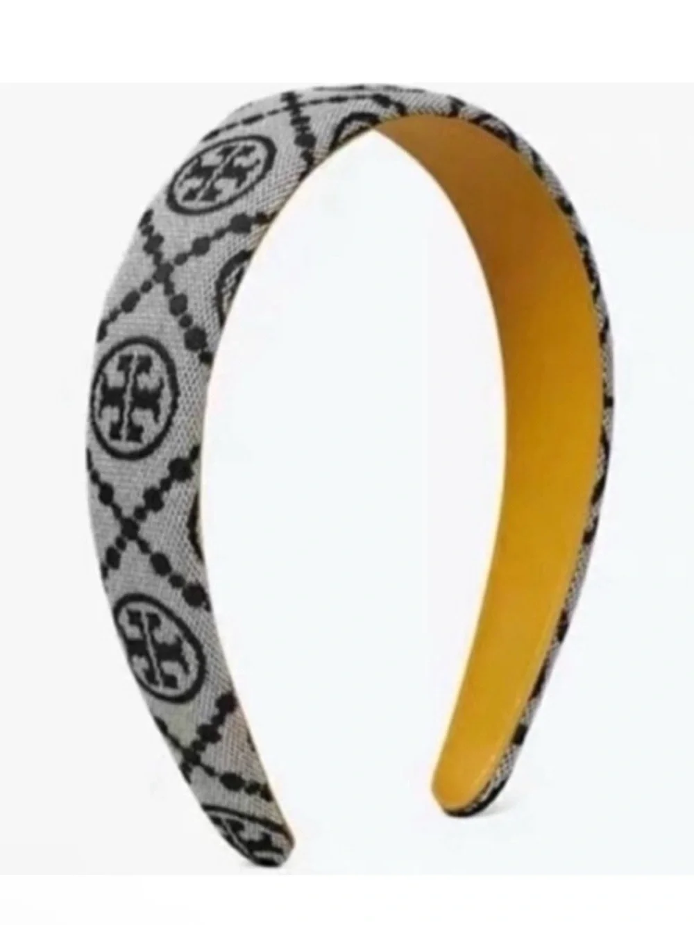 Tory Burch Logo Blue Fabric Leather Headband NEW $129